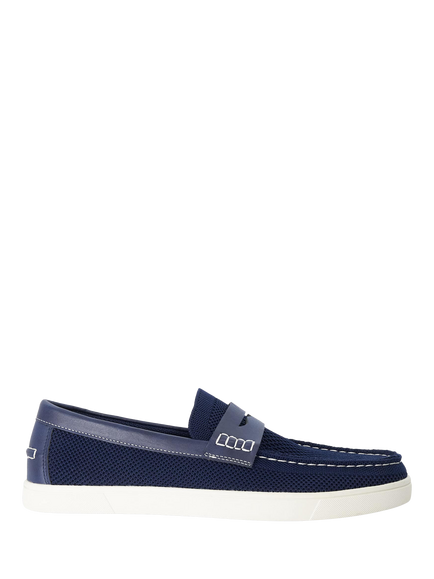 Dune London Benzy Stitch Detail Casual Loafers, Navy