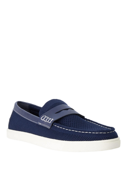Dune London Benzy Stitch Detail Casual Loafers - view 2, Navy