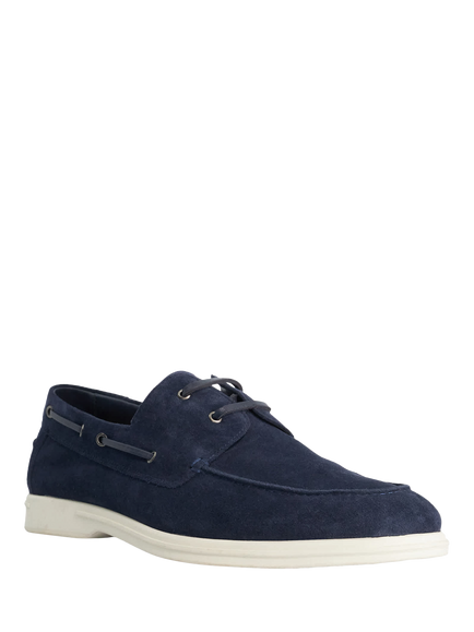 Dune London Boldman Suede Boat Shoes, Navy - view 2, Navy