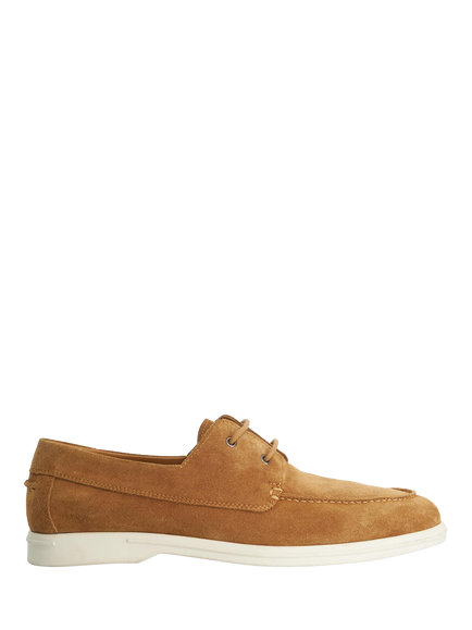 Dune London Boldman Suede Boat Shoes, Tan, Tan