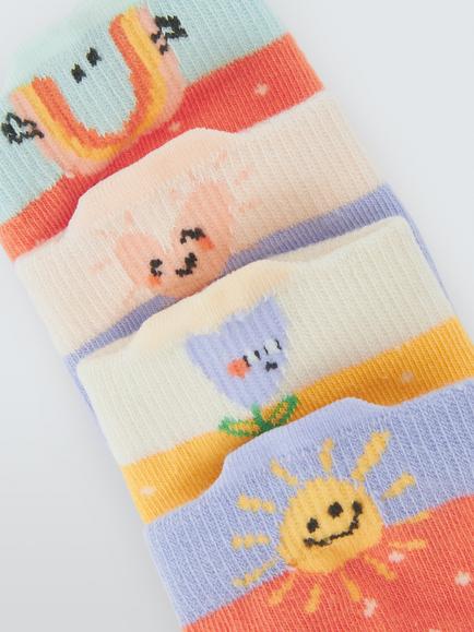 John Lewis Kids' Organic Cotton Rich Emotions Ankle Socks, Pack of 7, Multi - view 2, Multi