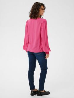 KAFFE Elly V-Neck Ruffle Top containing LENZING™ ECOVERO™ Viscose - view 2, Pink Power