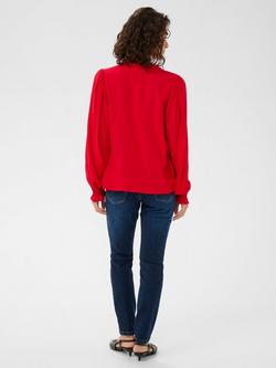 KAFFE Elly V-Neck Long Sleeve Top containing LENZING™ ECOVERO™ Viscose, Red - view 2, Red