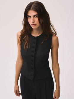 Mint Velvet Lace Trim Waistcoat, Black, Black