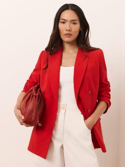 Mint Velvet Double Breasted Blazer, Red, Red