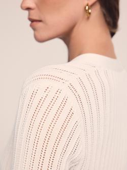 Mint Velvet V-Neck Open Knit Top, White Ivory - view 2, White Ivory