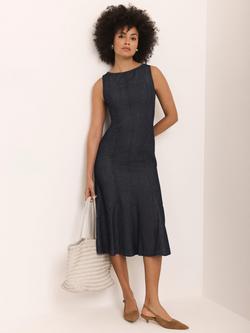 Mint Velvet Godet Denim Midi Dress, Blue Navy, Blue Navy