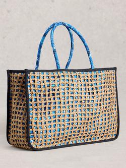 White Stuff Jasmine Weave Tote Bag, Brown/Blue - view 2, Brown/Blue
