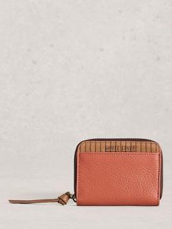 White Stuff Celia Colour Block Pure Leather Card Holder, Brown/Pink, Brown/Pink