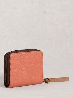 White Stuff Celia Colour Block Pure Leather Card Holder, Brown/Pink - view 2, Brown/Pink
