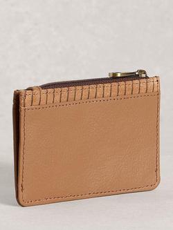 White Stuff Stripe Pure Leather Card Holder, Brown Multi - view 2, Brown Multi