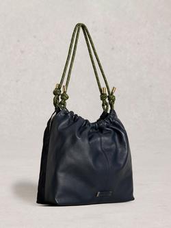 White Stuff Callie Studded Pure Leather Shoulder Bag, Midnight Blue - view 2, Midnight Blue