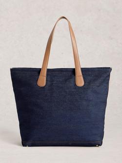 White Stuff Natalie Denim Tote Bag, Navy, Navy