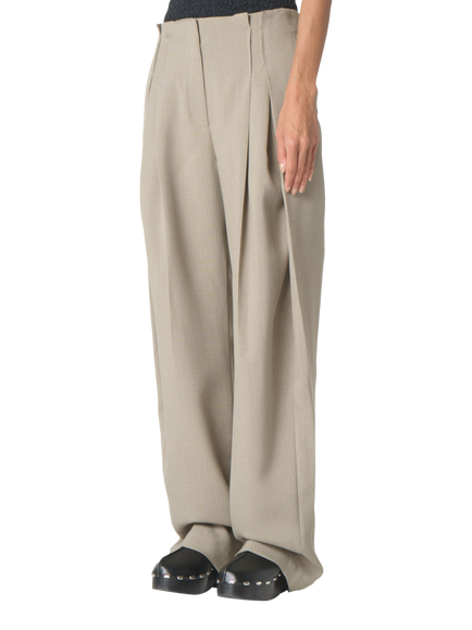 IRO Sonja Pleat Loose Trousers, Light Grey - view 2, Olive Green
