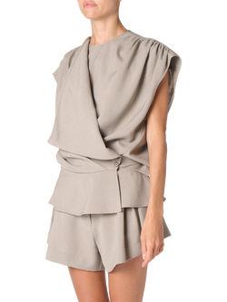 IRO Scilla Drape Wrap Top, Light Grey - view 2, Light Grey