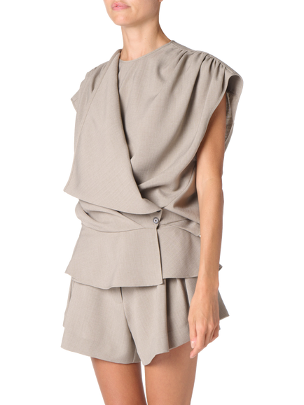 IRO Scilla Drape Wrap Top, Light Grey - view 2, Light Grey