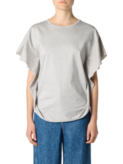 IRO Amoria Frill Sleeve T-Shirt, Light Grey, Light Grey