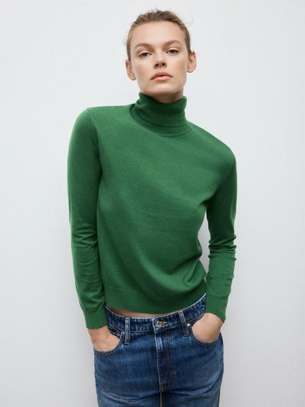 Mango Roll Neck Slim Fit Jumper, Bottle Green, Bottle Green