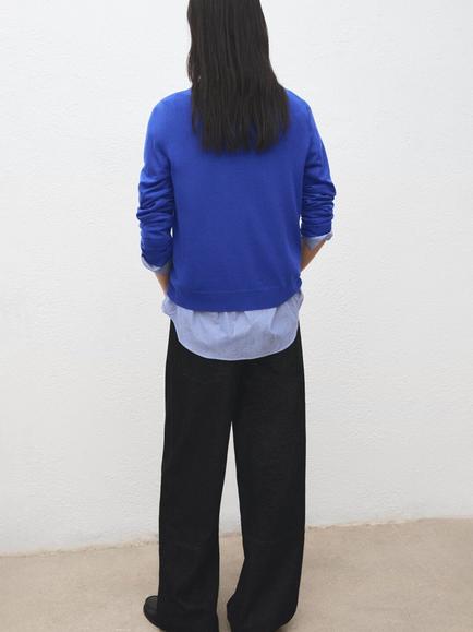 Mango Crew Neck Jumper, Electric Blue - view 2, Electric Blue