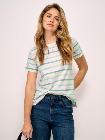 Crew Clothing Breton Stripe T-Shirt, Lemon Yellow