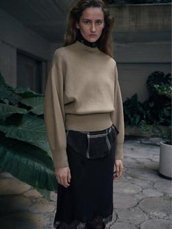 Mango High Neck Oversized Jumper, Stone, Stone