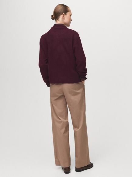 Mango Crew Neck Sculpted Jumper, Garnet - view 2, Garnet
