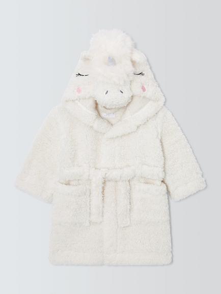 John Lewis Baby Unicorn Bath Robe, White, White