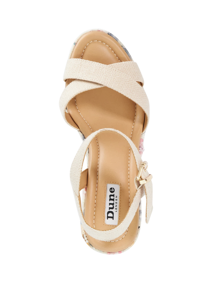 Dune London Kalmiah Floral Wedge Heel Sandals, Natural - view 2, Natural