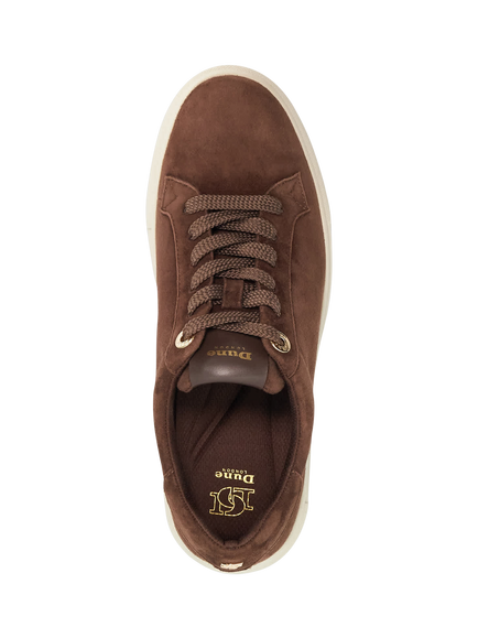 Dune London Evienne Flatform Suede Trainers, Brown - view 2, Brown