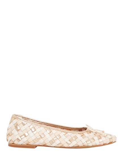Dune London Heat Woven Ballerina Pumps, Cream, Cream