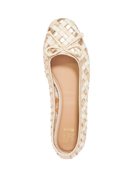 Dune London Heat Woven Ballerina Pumps, Cream - view 2, Cream