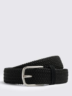 Moss Suede Elastic Woven Belt, Black, Black