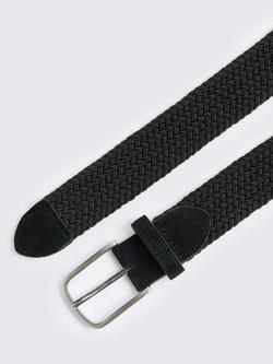 Moss Suede Elastic Woven Belt, Black - view 2, Black