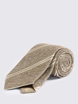Moss Twill Stripe Silk Tie, Neutral, Neutral