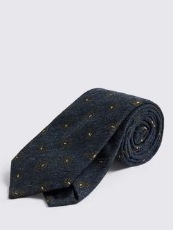 Moss Silk with Cotton Paisley Tie, Navy /Dark Olive, Navy /Dark Olive