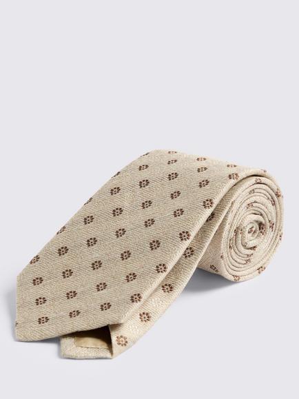 Moss Italian Silk Blend Medallion Tie, Neutral/Copper/Offwhite