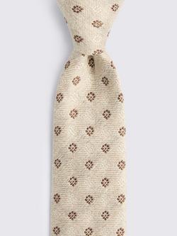 Moss Silk with Linen Micro Floral Tie, Copper/Off White - view 2, Copper/Off White