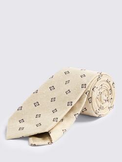 Moss Silk with Cotton Medallion Tie, Neutral/Brown, Neutral/Brown