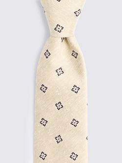 Moss Silk with Cotton Medallion Tie, Neutral/Brown - view 2, Neutral/Brown