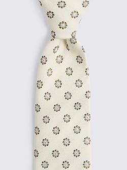 Moss Knitted Medallion Silk Tie, Off-White/Pink/Khaki - view 2, Off-white/Pink/Khaki