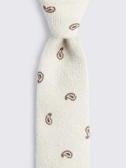 Moss Cotton with Silk Micro Paisley Tie, White - view 2, White