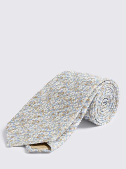 Moss Italian Linen Blend Ditsy Floral Tie, Light Blue