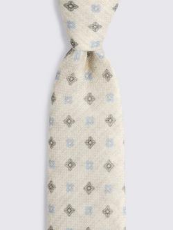 Moss Naté-Textured Silk Linen Tie, Light Blue/Brown - view 2, Light Blue/Brown