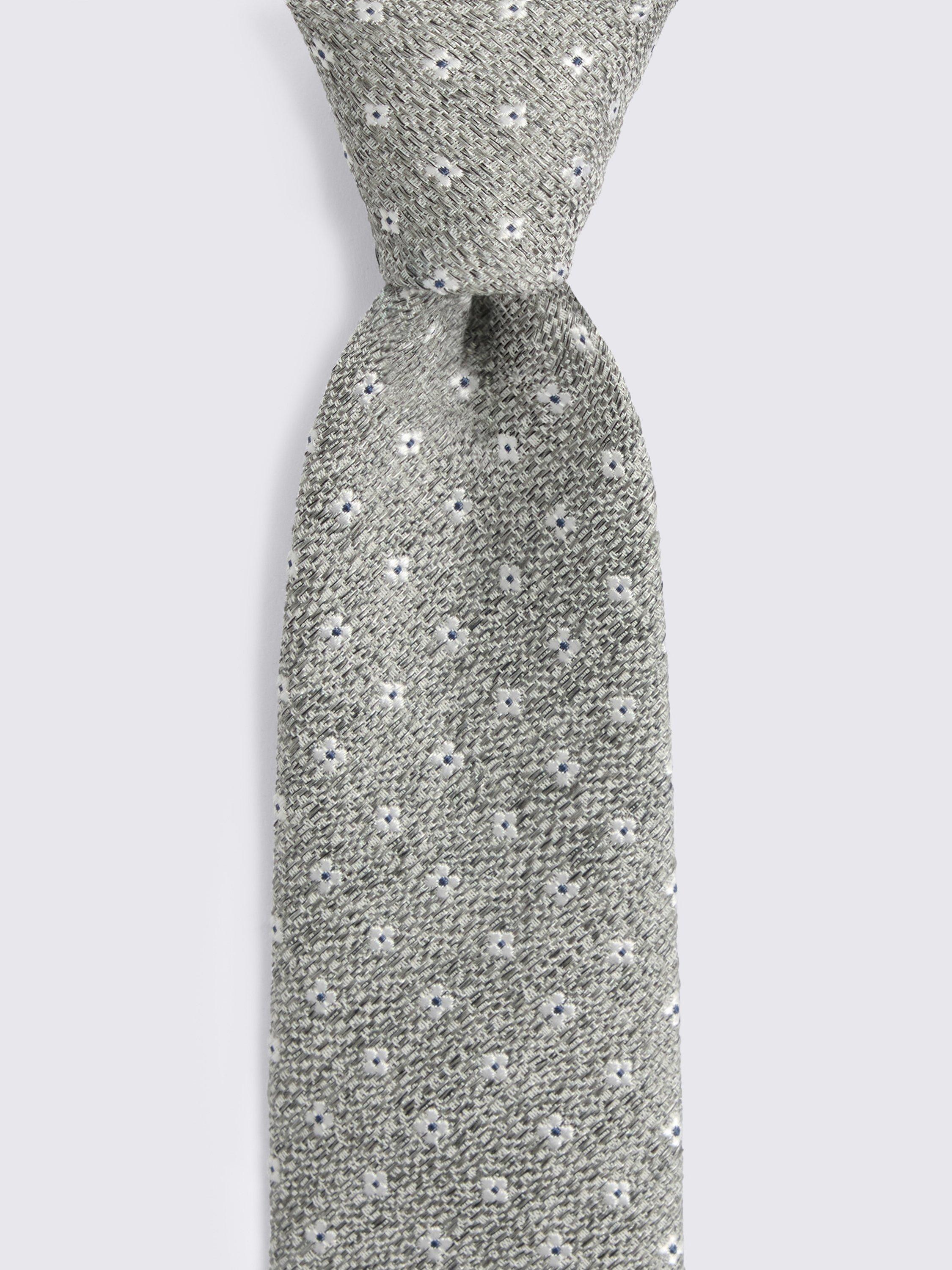 Product image 2 of 2, which shows Moss Silk with Linen Micro Medallion Tie, Grey