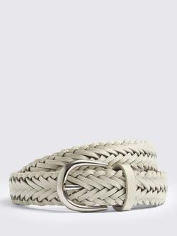 Moss Woven Leather Belt, Off White, Off White