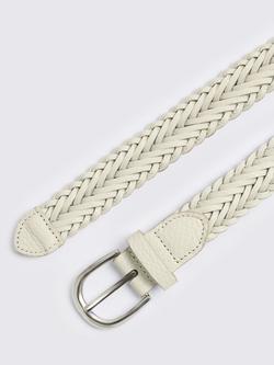 Moss Woven Leather Belt, Off White - view 2, Off White