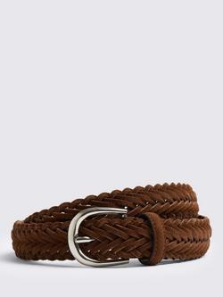 Moss Woven Suede Belt, Tobacco, Tobacco