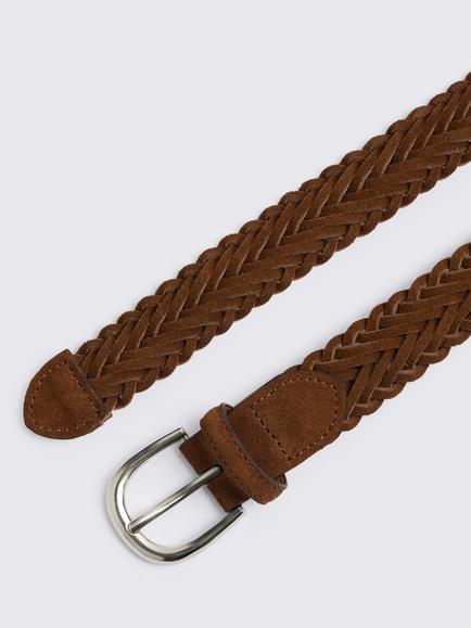 Moss Woven Suede Belt, Tobacco - view 2, Tobacco