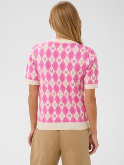 Saint Tropez Pamilla Argyle Knit Top containing LENZING™ ECOVERO™ Viscose, Pink/Multi - view 2, Pink/Multi