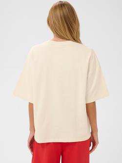 Saint Tropez Pexton Bow Heart Boxy T-Shirt, Beige - view 2, Beige